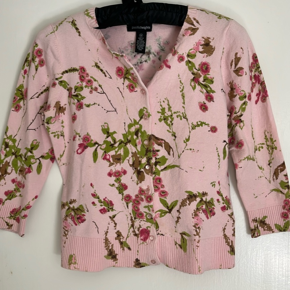 Vintage Pink Floral fifty style sweater from Macy’s.